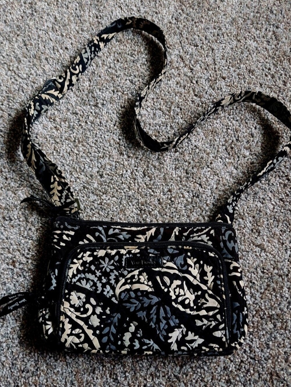 Vera Bradley Black and Cream Floral Crossbody Bag